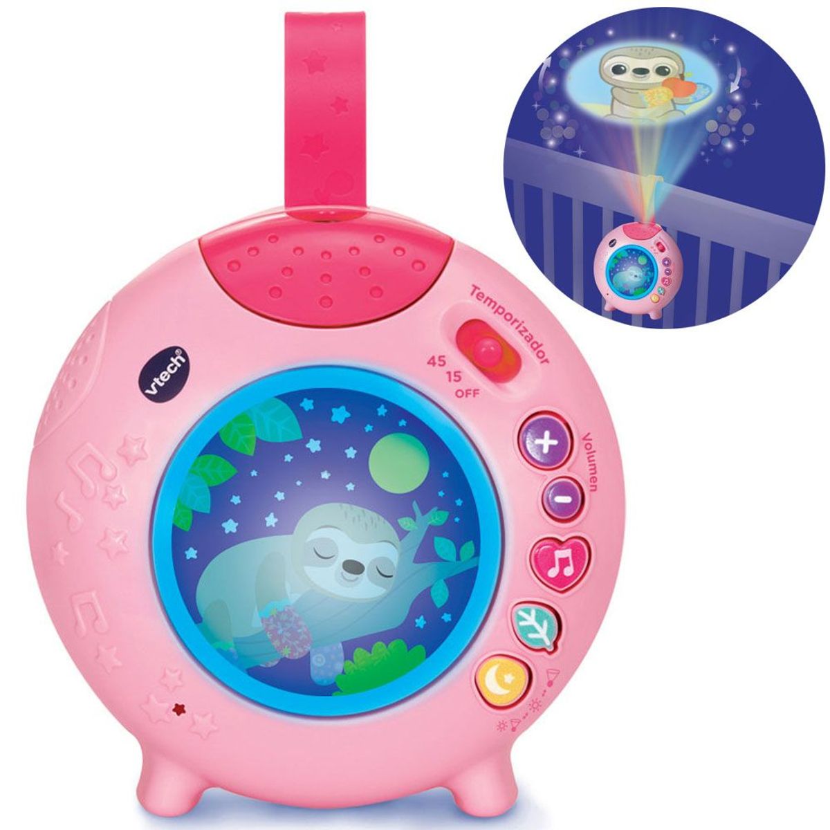AVTECH - Proyector Móvil Musical Perezoso Soñador para Bebés Rosa