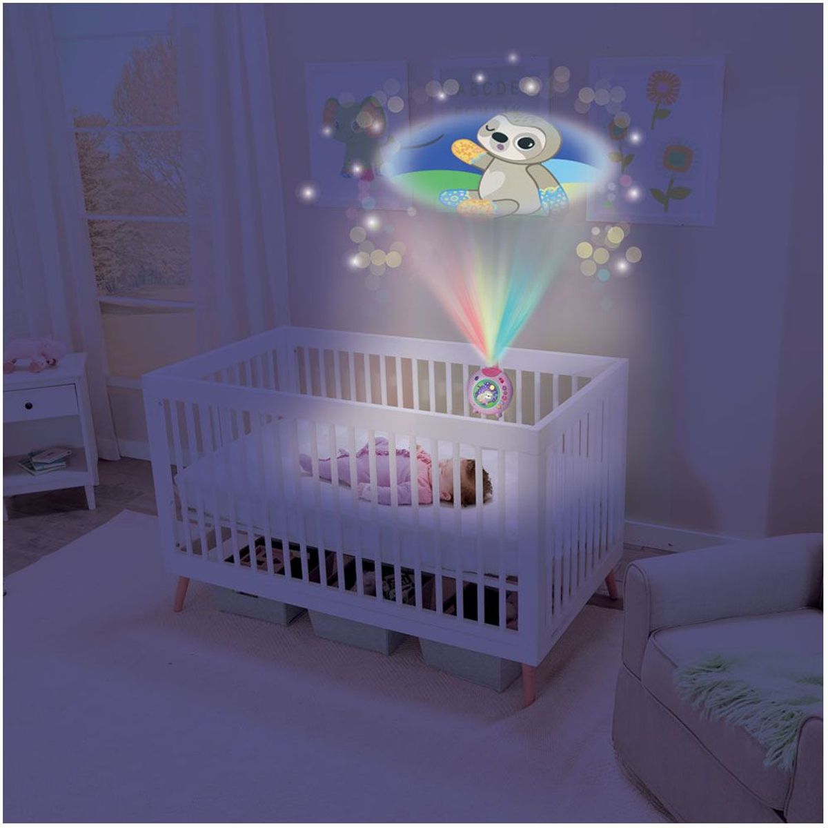 AVTECH - Proyector Móvil Musical Perezoso Soñador para Bebés Rosa
