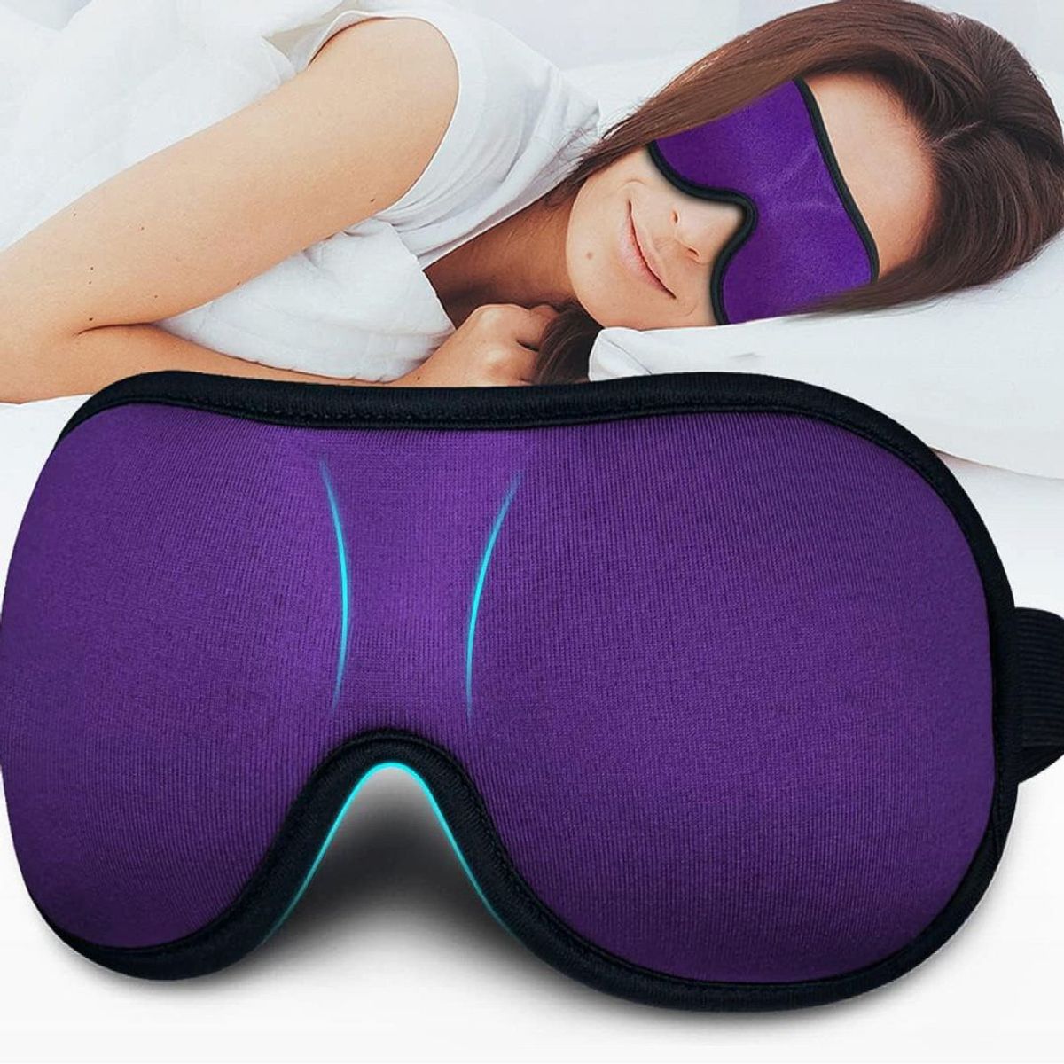 GENERICO - Antifaz Mascara para dormir Unisex ultrafinoContorno 3D Lila YOUIGE