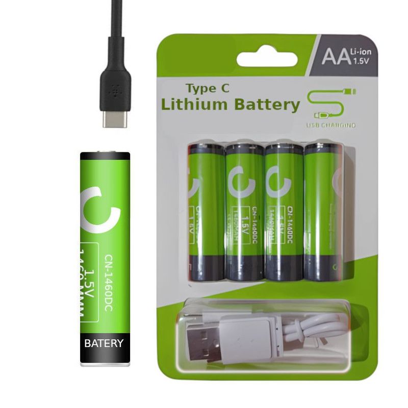 GENERICO - Pack 4 baterias pilas AA litio li ion Usb C RECARGA -BLE Directa