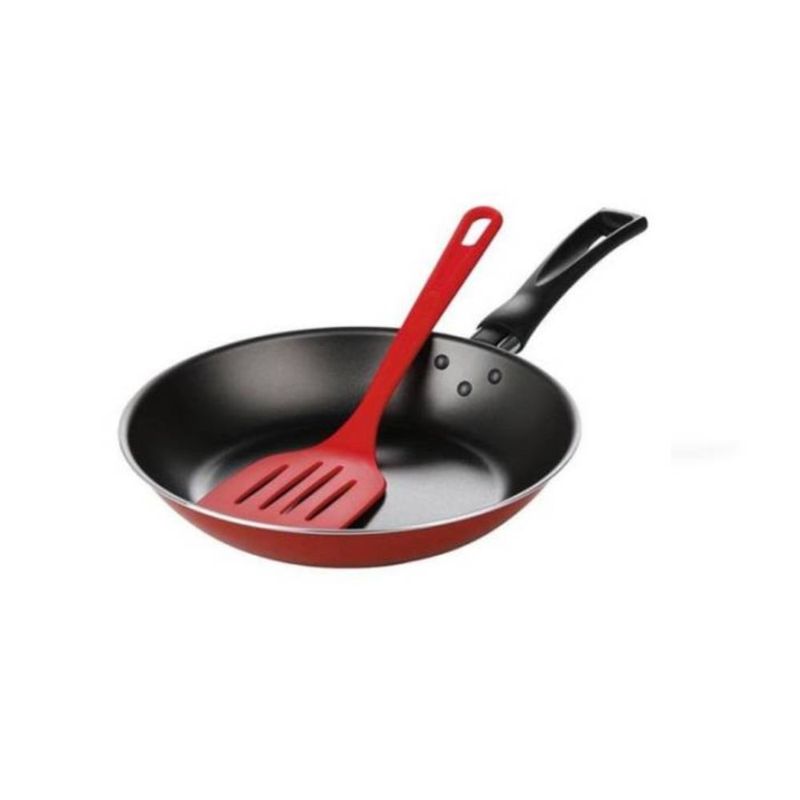 BRINOX - Sartén 24cm 1.45L Aluminio Con Espátula Brinox Garlic Rojo