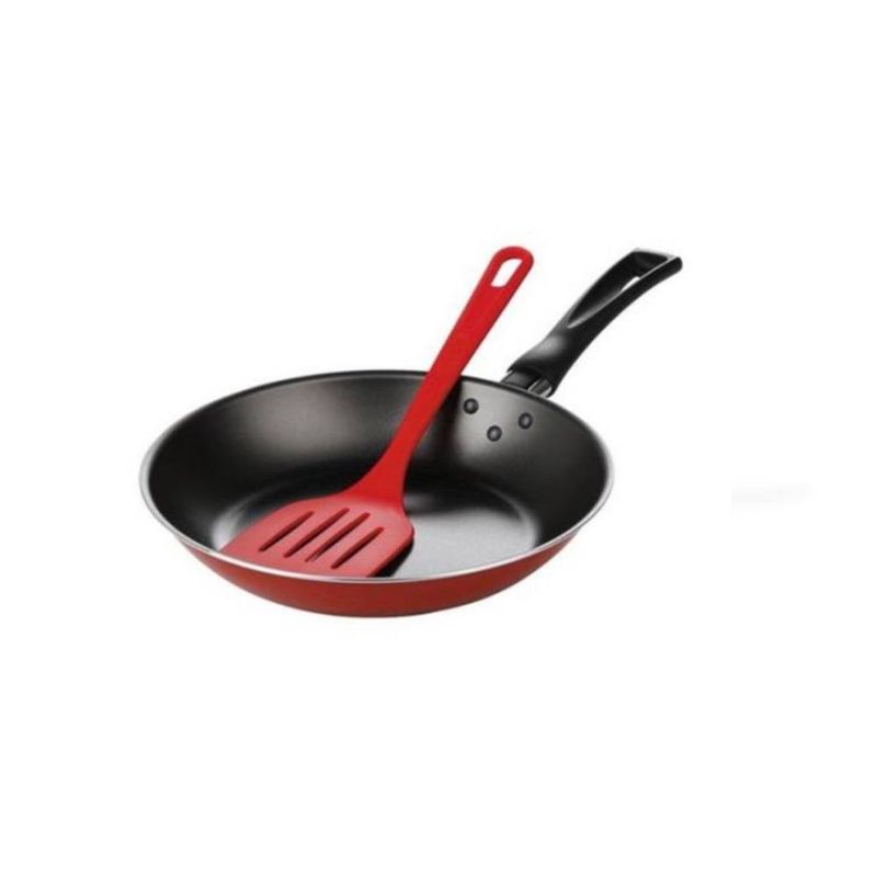 BRINOX - Sartén 22cm 1.2L Aluminio Con Espátula Brinox Garlic Rojo