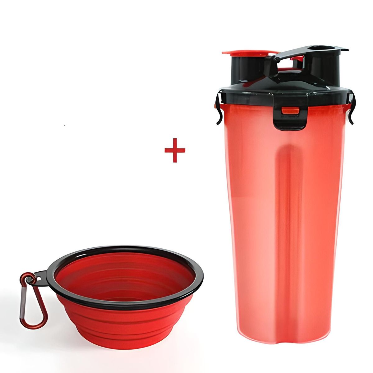 GENERICO - TOMA TODO PORTÁTIL CON DIVISIÓN PARA MASCOTA ROJO