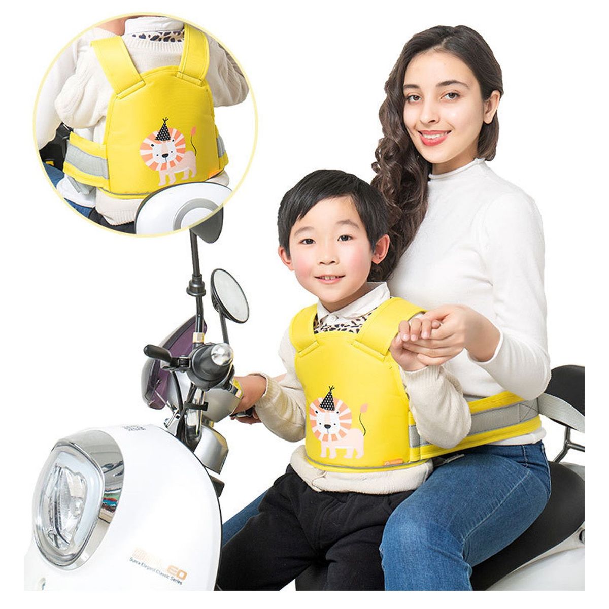 DENISASAA - Cinturón de seguridad para motocicleta para niños-Amarillo