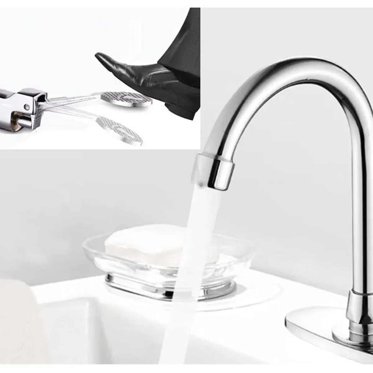 HYDRO - Valvula pedal con Griferia para lavatorio baño y más