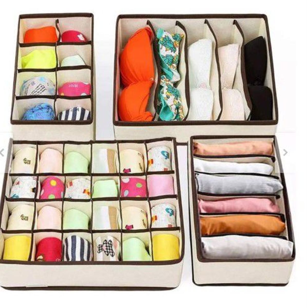 GENERICO - Organizadores de cajón para ropa interior Crema set x 4