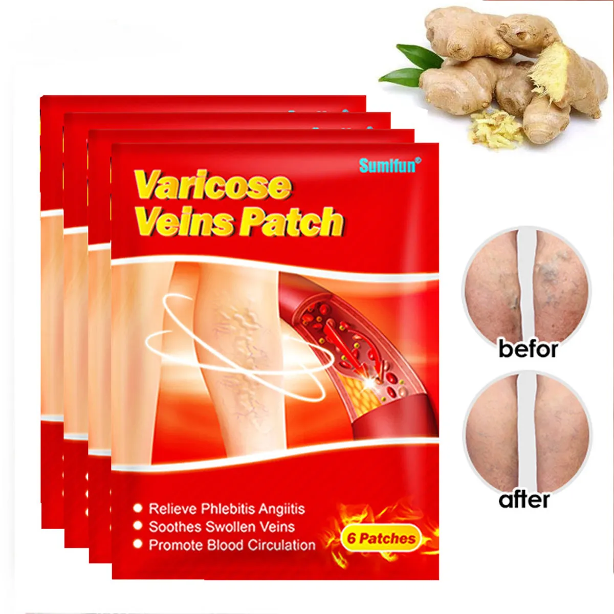GENERICO - Pack 1 PAR Medias Compresion Y 18 Parches Varices
