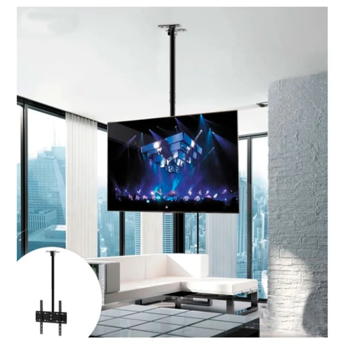 GENERICO - Rack Soporte De Techo TV Colgante de 26 a 60 pulgadas Plegable Negro