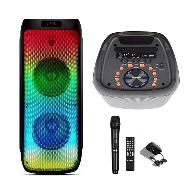 MAXTRON - Parlante portátil Maxtron MX313WMAXIM Bluetooth Luces LED con ruedas