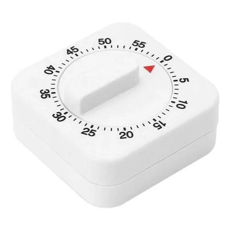 GENERICO - Temporizador Mecánico de Cocina Cuadrado Blanco