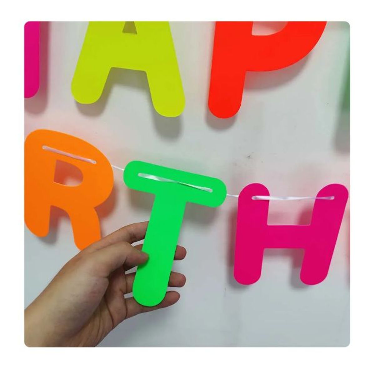 GENERICO - Banderines Happy Birthday feliz cumpleaños en colores neón