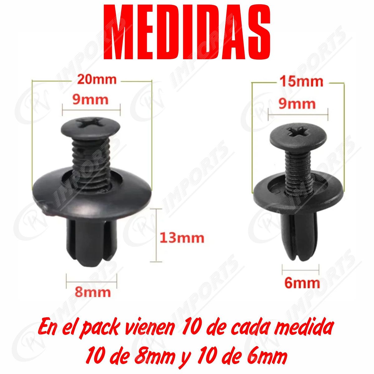 GENERICO - Tornillo Plástico Fijación Parachoques tapiz x 20und