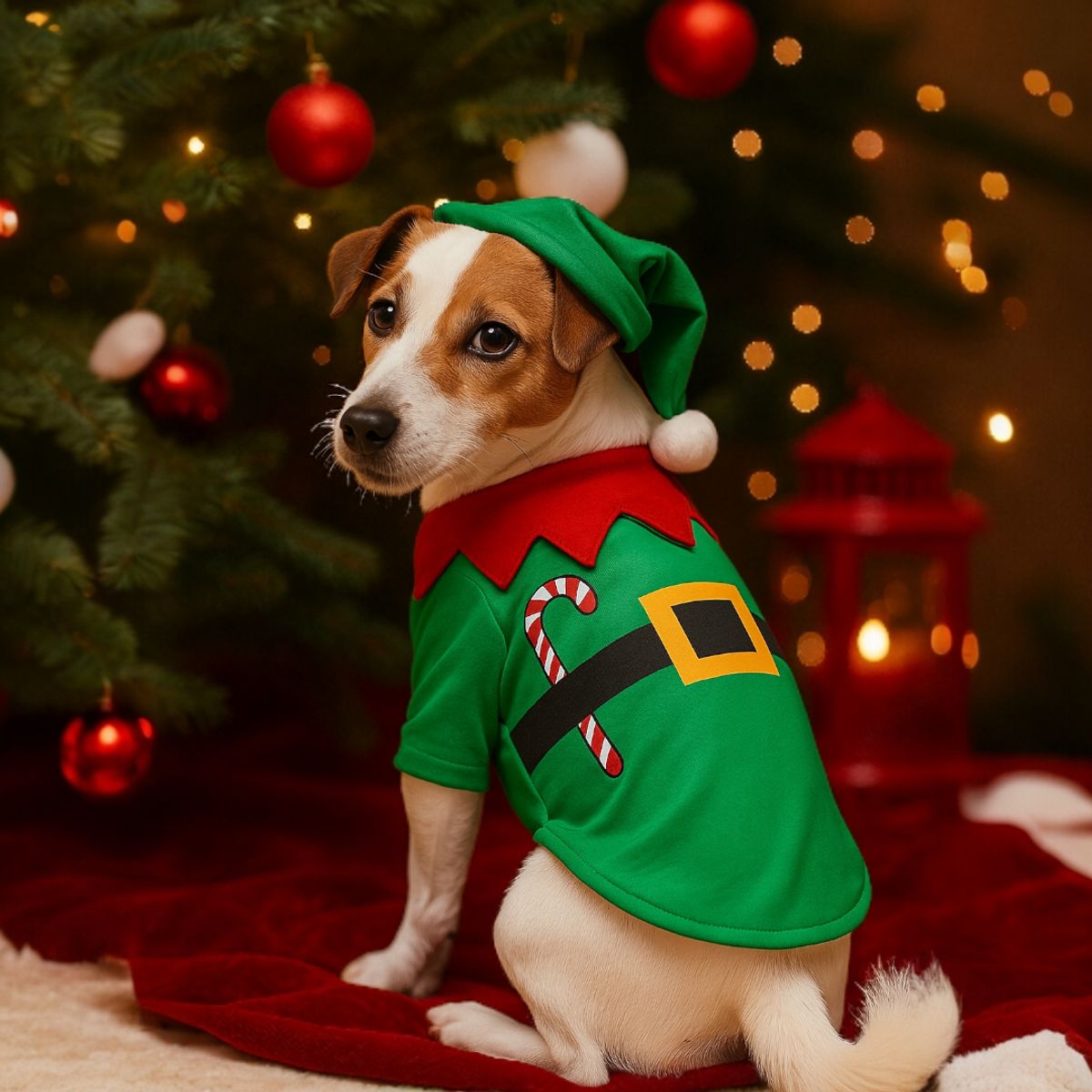 GENERICO - ROPA DE NAVIDAD PARA MASCOTAS MODELO ELFO - TALLA 2