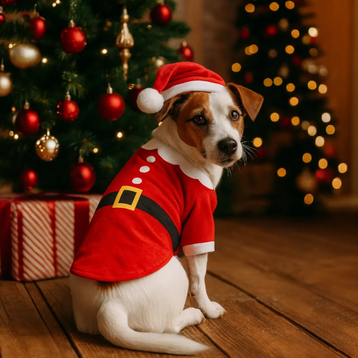 GENERICO - ROPA DE NAVIDAD PARA MASCOTAS MODELO PAPA NOEL - TALLA 2