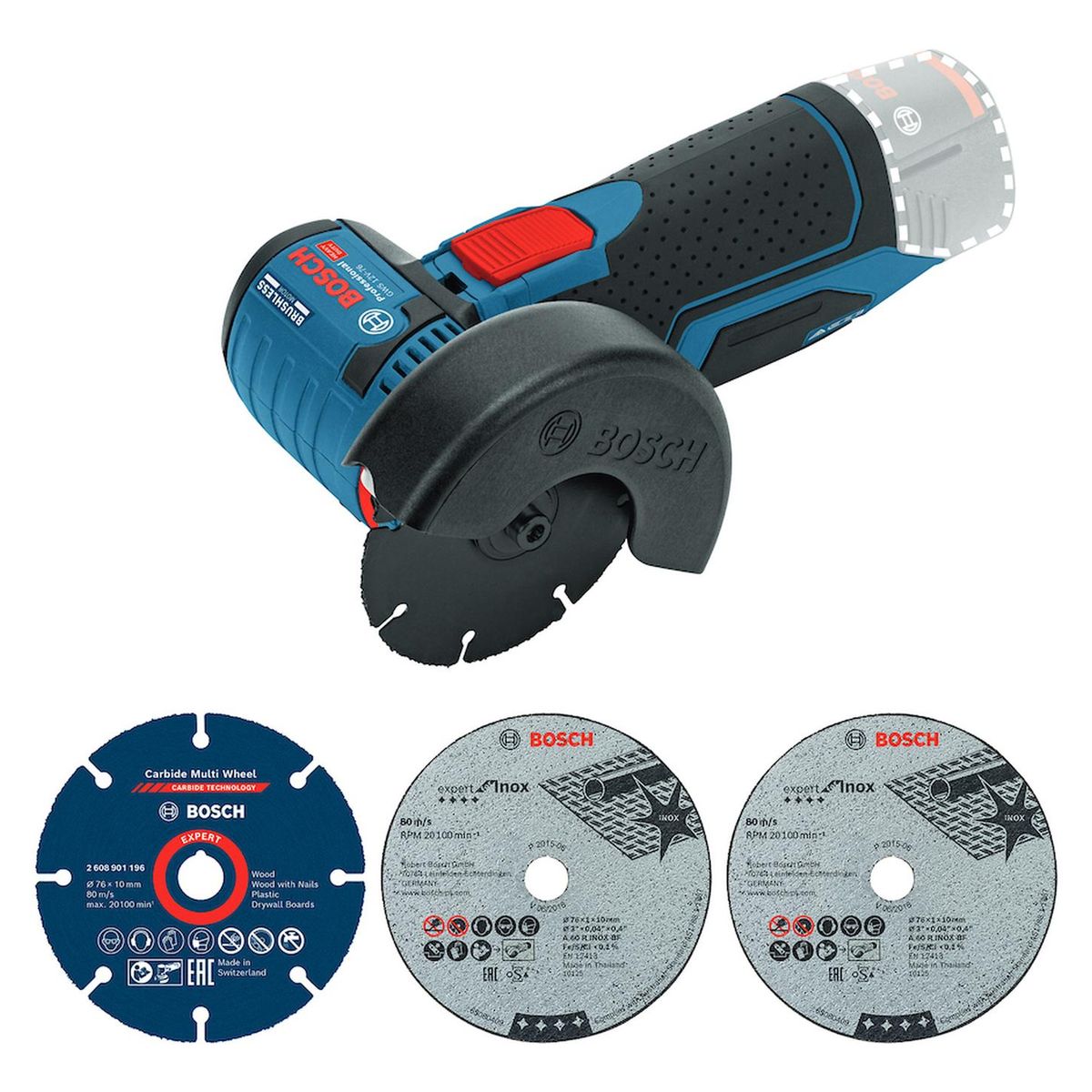 BOSCH - Amoladora Angular 3 12V Brushless Baretool Bosch GWS 12V-76