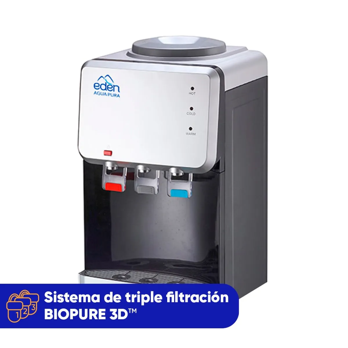 EDEN - Purificador Dispensador de agua BIOPURE 3D Edén Alpino Plateado