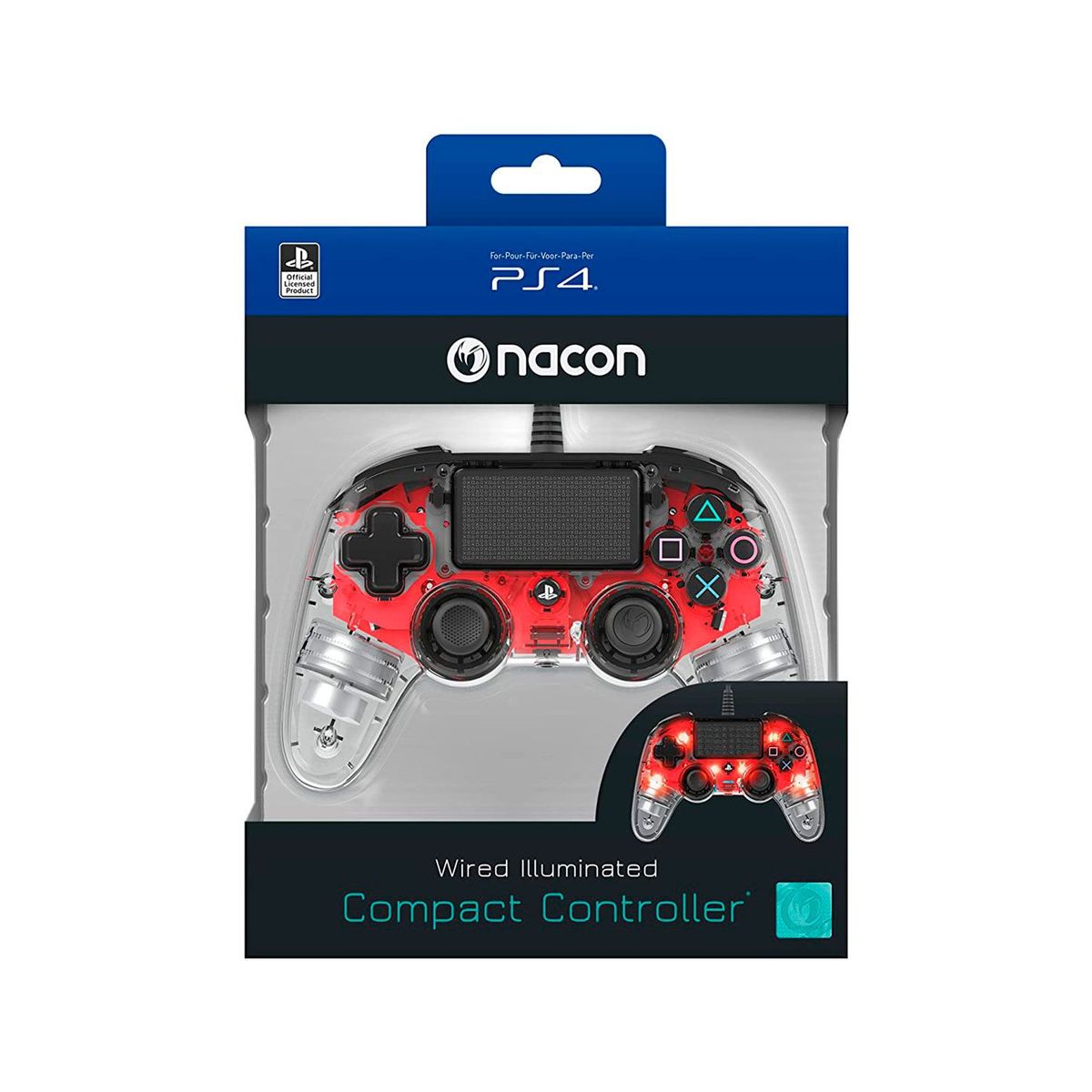 NACON - Mando PS4 Nacon Controller Wired Illuminated Compact Red