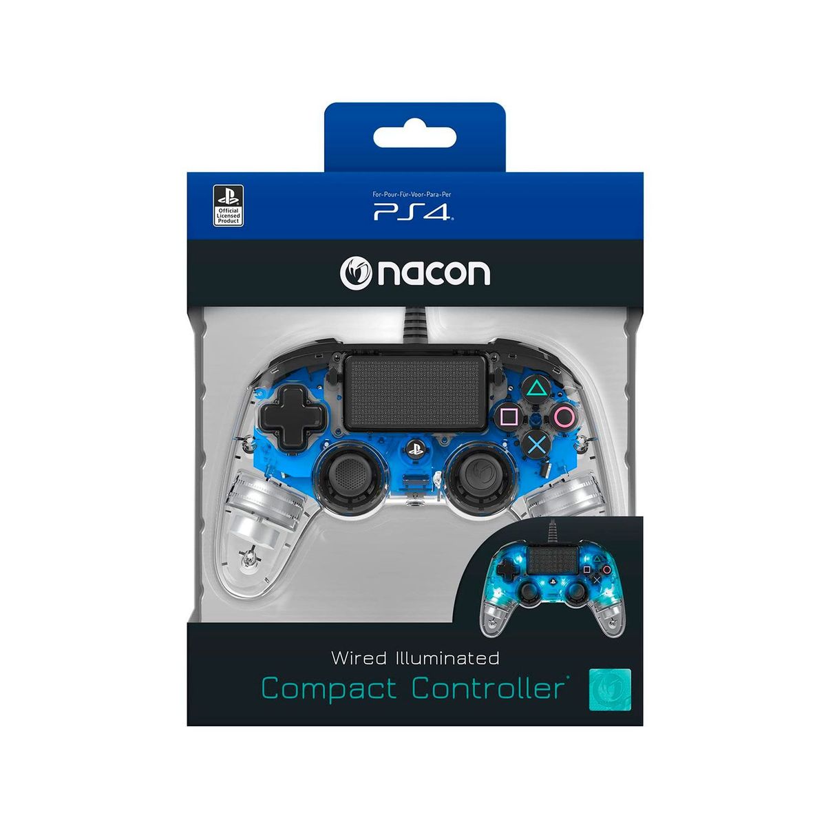 NACON - Mando PS4 Nacon Controller Wired Illuminated Compact Blue