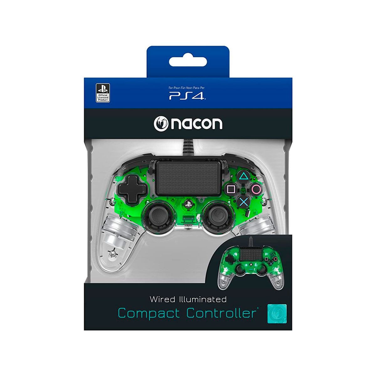 NACON - Mando PS4 Nacon Controller Wired Illuminated Compact Green