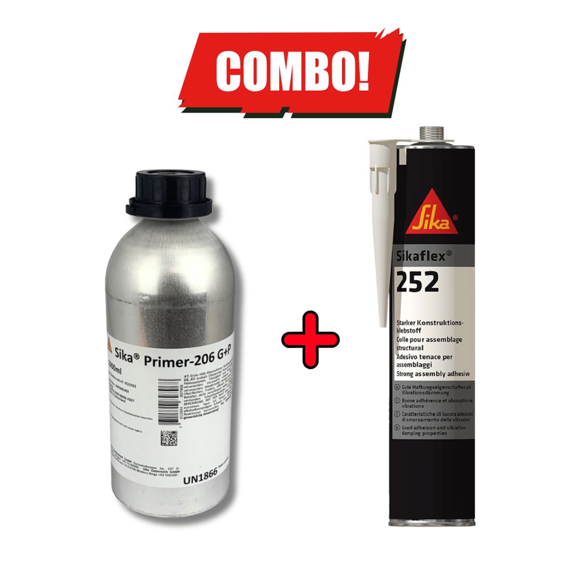 SIKA - Imprimante Sika® Primer-206x1L +  Adhesivo Sikaflex 252 x 300ml Negro