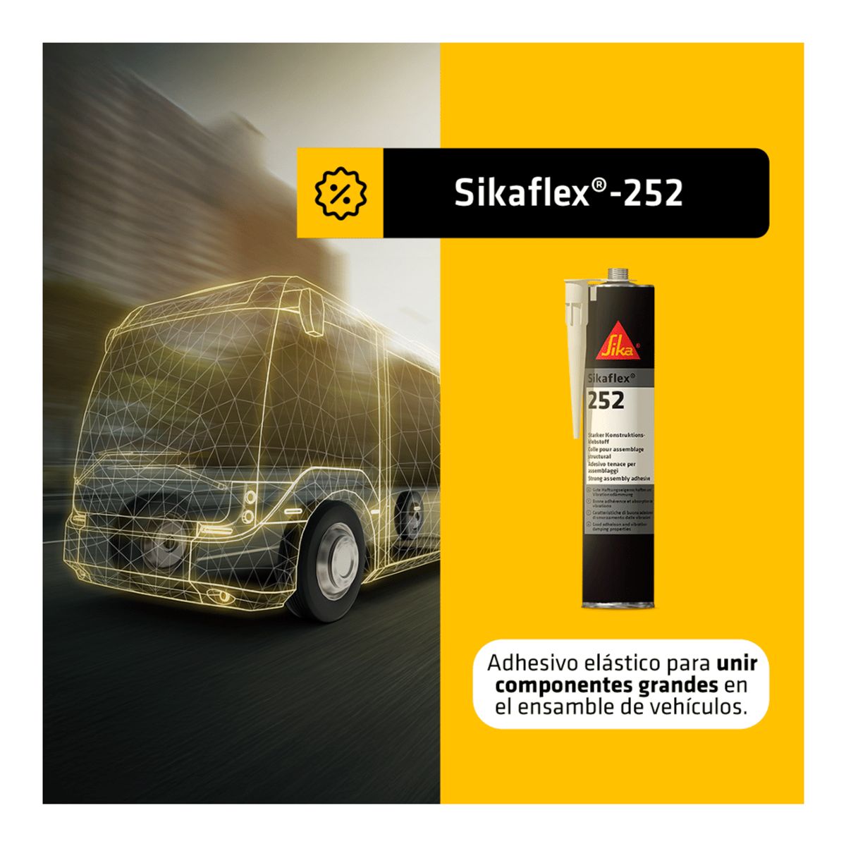 SIKA - Imprimante Sika® Primer-206x1L +  Adhesivo Sikaflex 252 x 300ml Negro