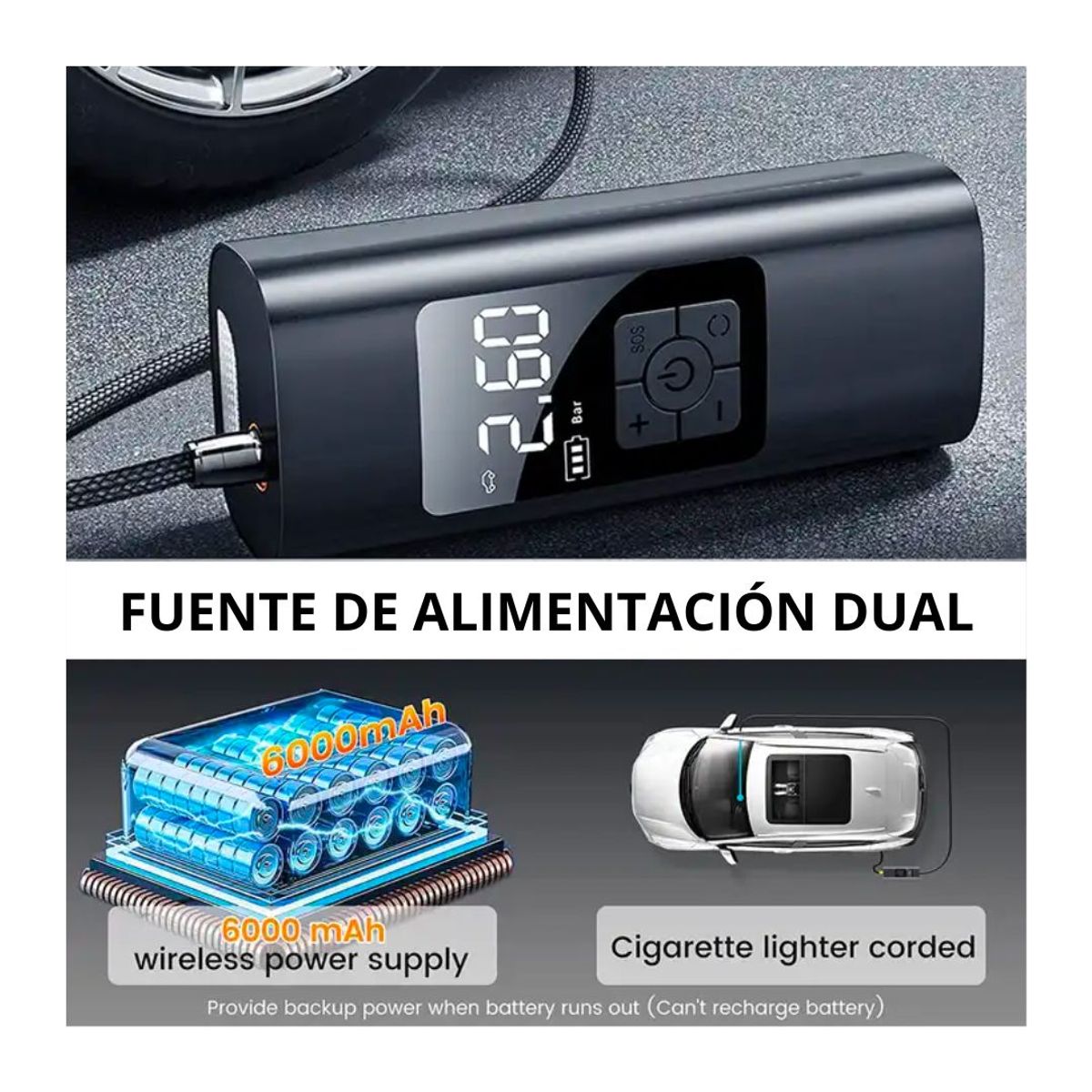 SEISA - Inflador de Llanta Multifuncional Compresor de Aire AF-C04