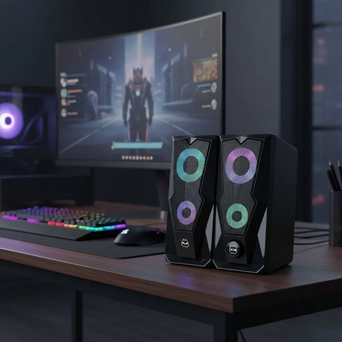 HALION - Parlantes 2.0 Gamer  USB Halion HA- S229 LED 7 Colores