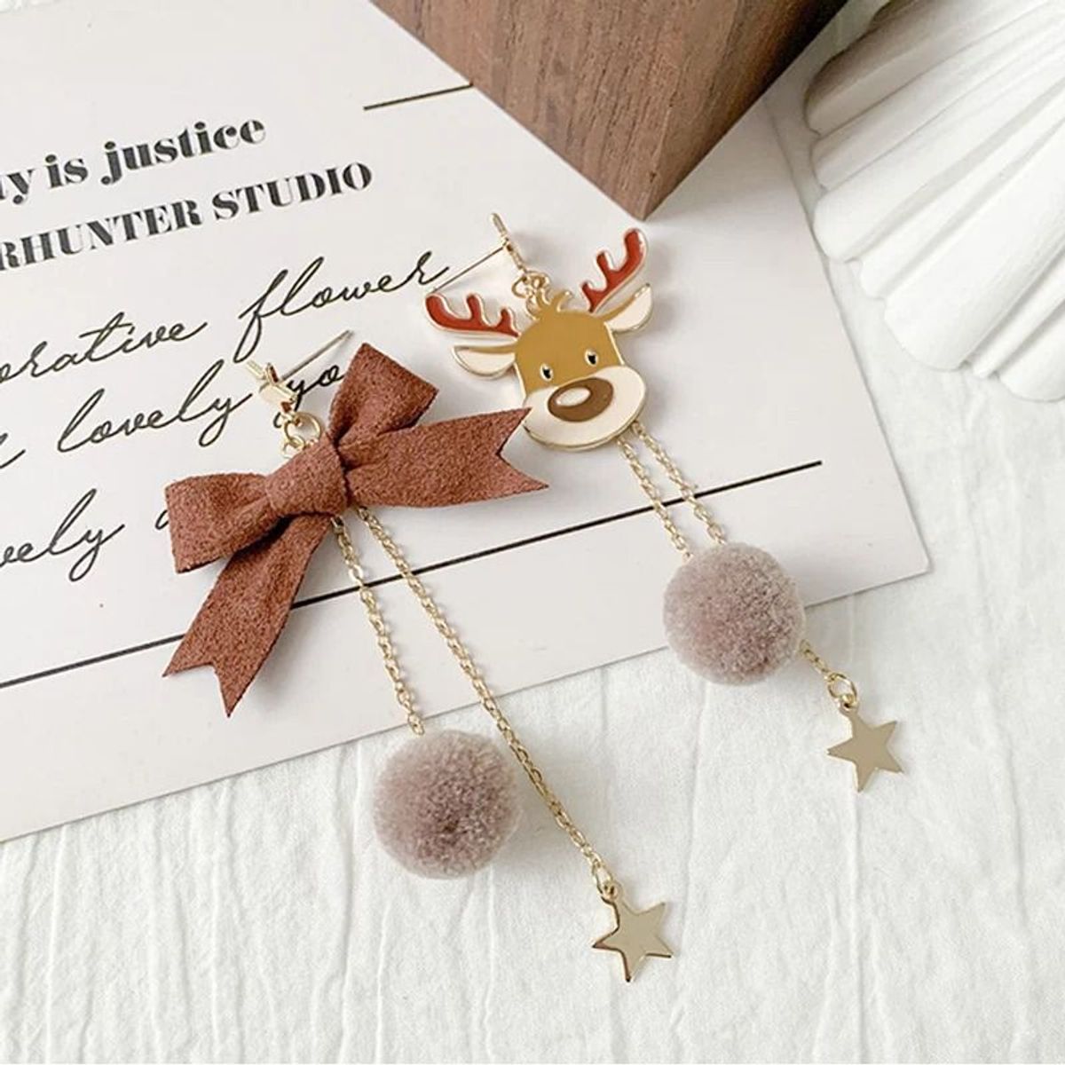 GENERICO - Aretes Navideños Moda Mujer Pendientes Aro de Papa Noel Colgante