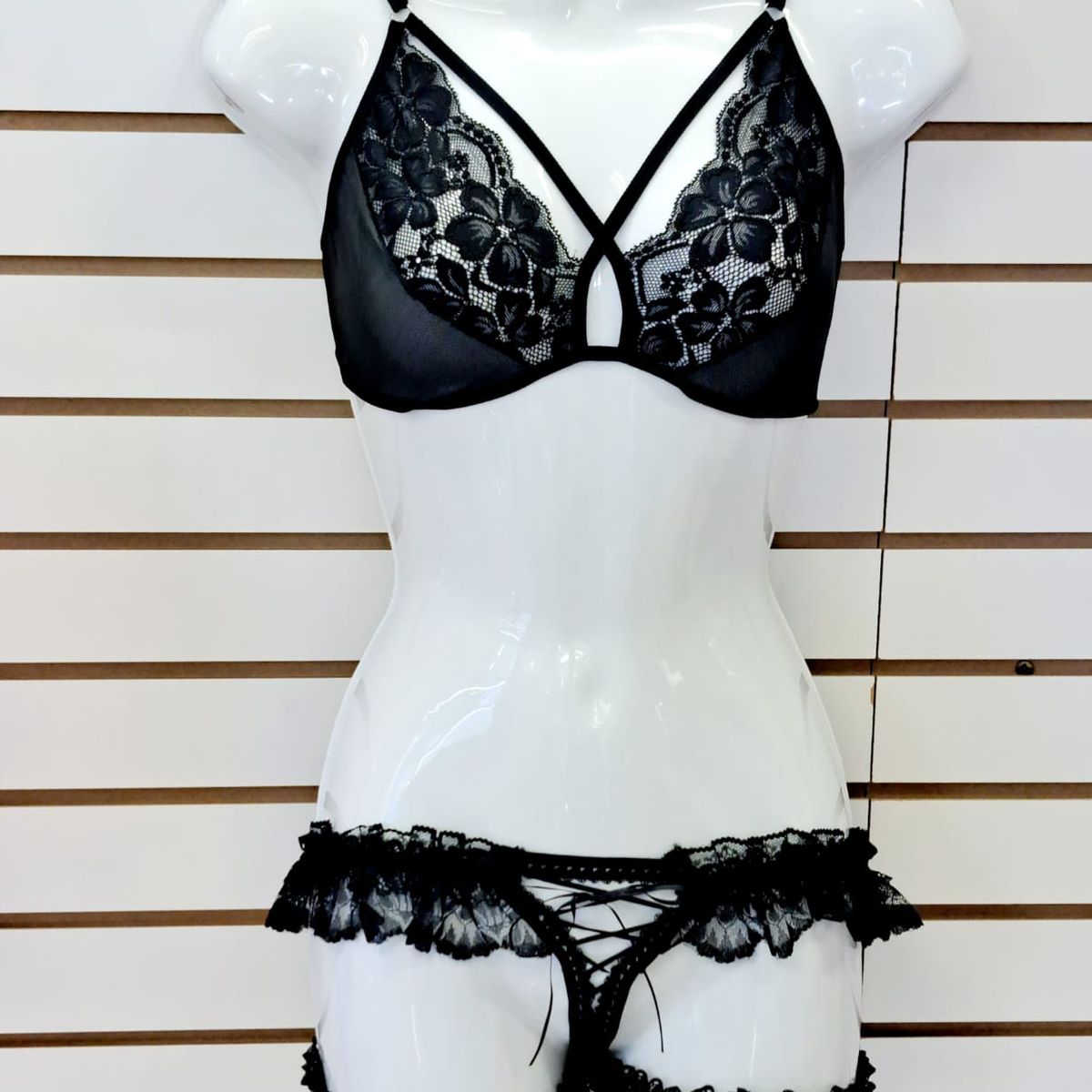 GENERICO - Conjunto 4Pz Lenceria Portaligas  de Encaje MONIKA De Alcoba