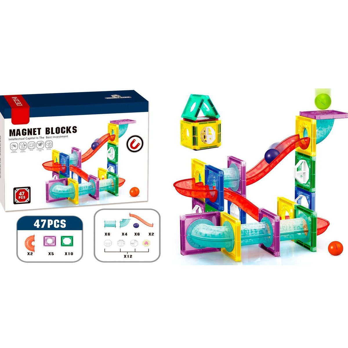 OEM - Juego Bloques Magnéticos Estimulación Niños 47 PCS