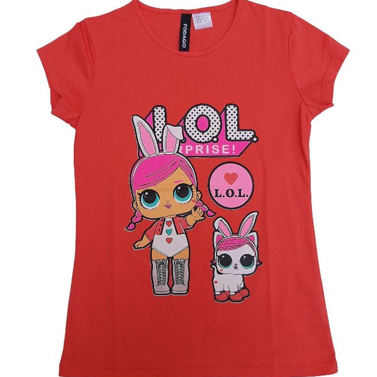 FODAGO - Polo niña manga corta LOL conejita - Rojo.