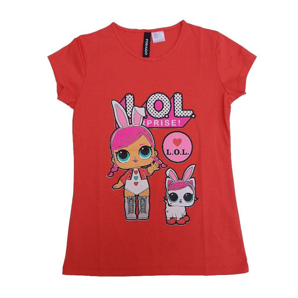 FODAGO - Polo niña manga corta LOL conejita - Rojo.