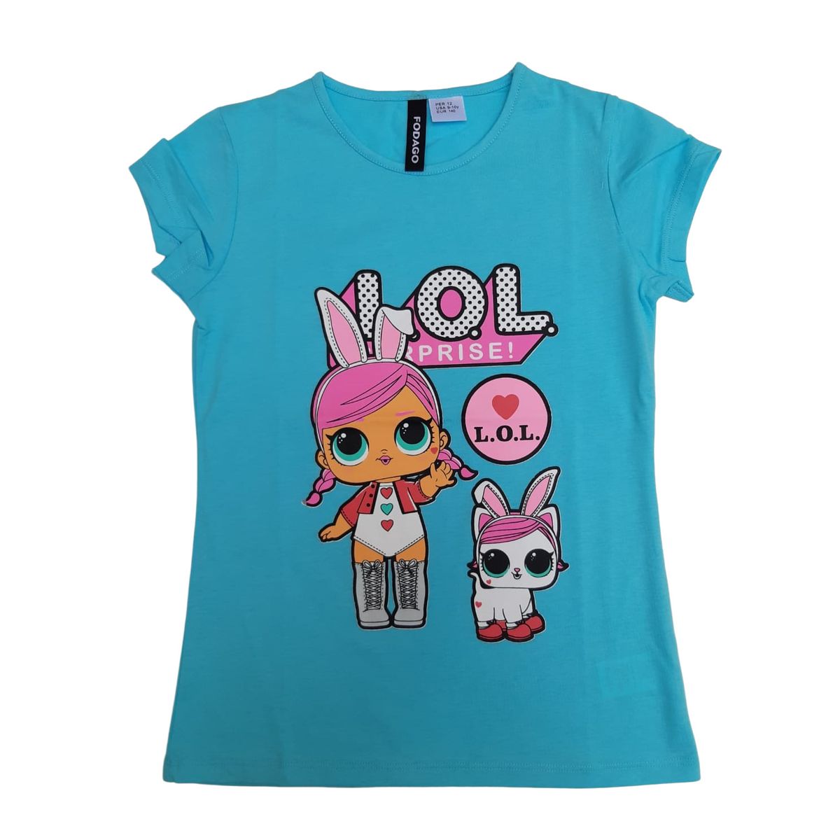 FODAGO - Polo niña manga corta Lol Conejo - Turquesa