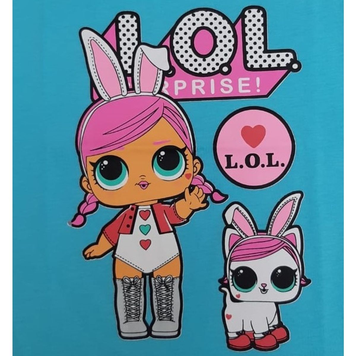 FODAGO - Polo niña manga corta Lol Conejo - Turquesa