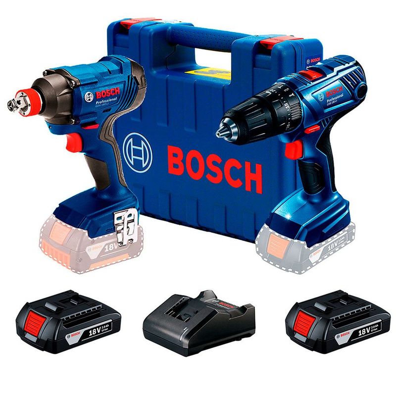 BOSCH - Taladro Atornillador Percutor 18V GSB 180 + Impacto GDX 180 Bosch