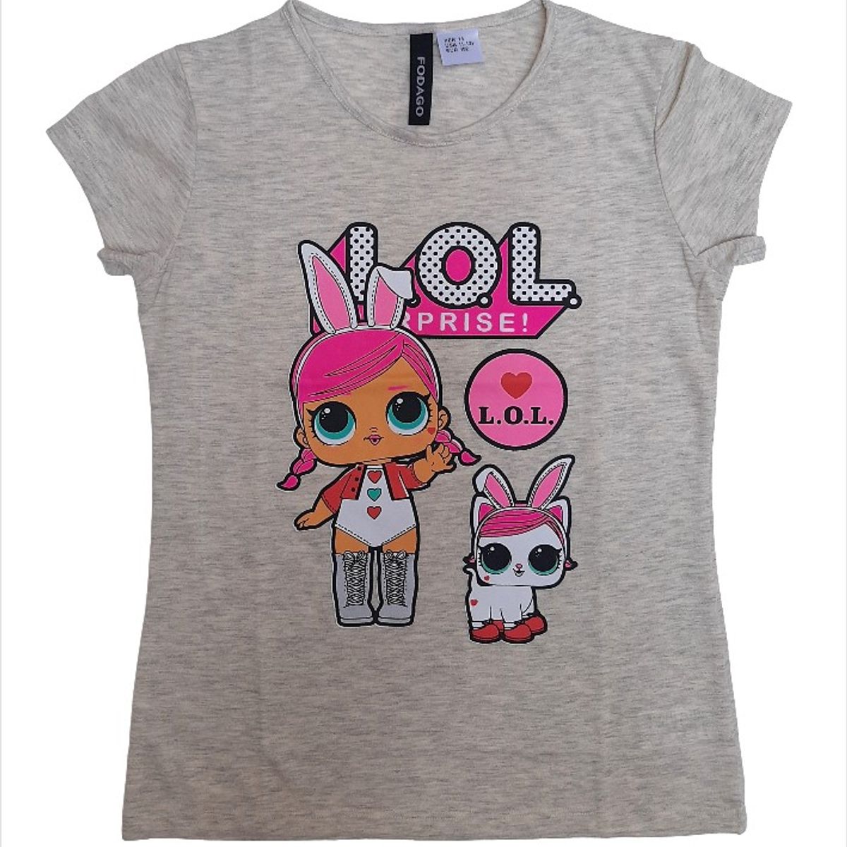 FODAGO - Polo niña manga corta Lol Conejo - Beige