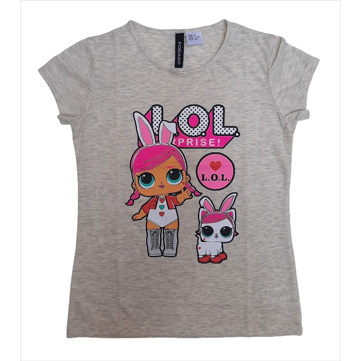 FODAGO - Polo niña manga corta Lol Conejo - Beige