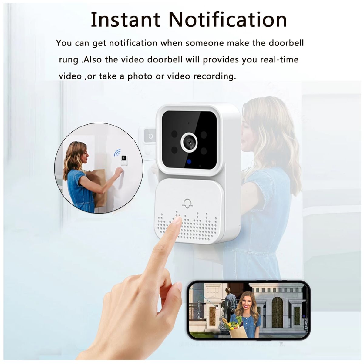 GENERICO - Timbre Con Cámara HD Inalámbrica Intercomunicador Para El Hogar