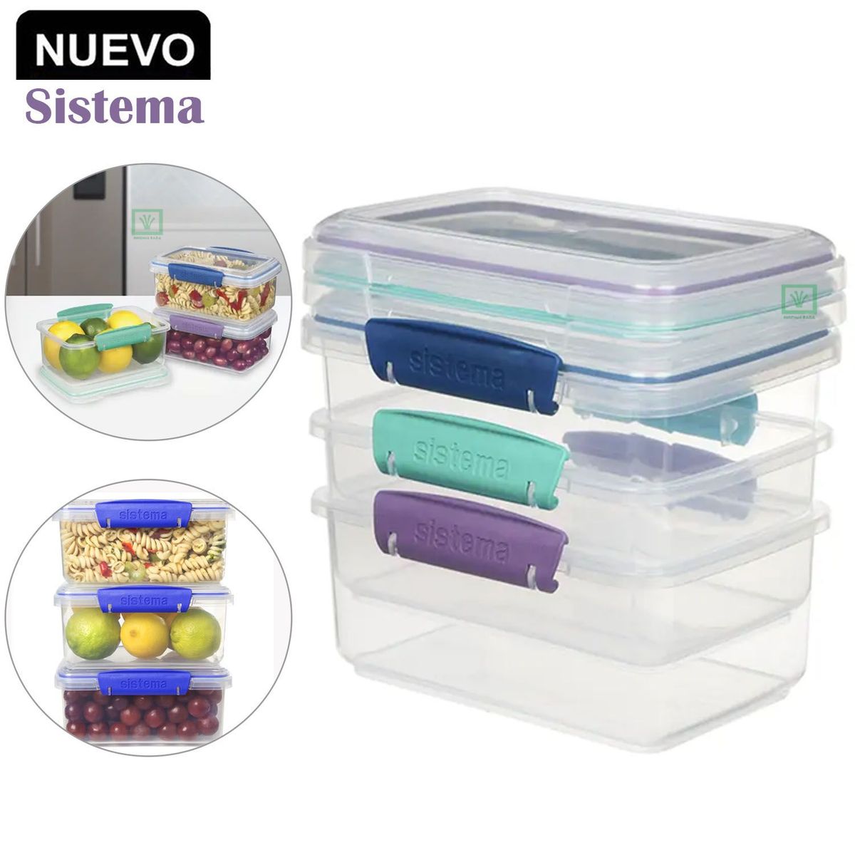 SISTEMA - Kit de 3 contenedores para almacenamiento de alimentos Sistema KLIP IT