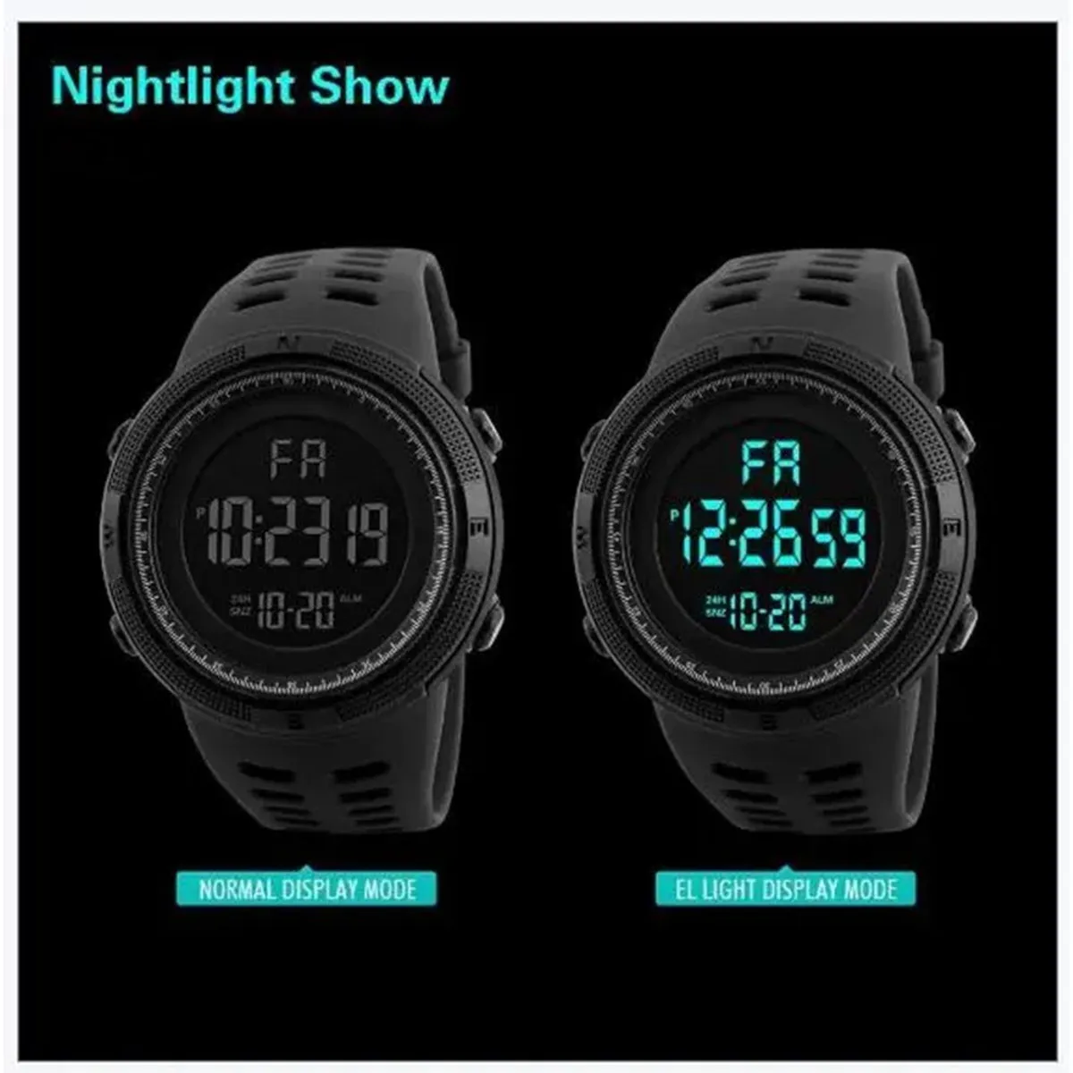 GENERICO - Reloj Deportivo Negro Digital Pulsera Hombre Multifunción Genieka