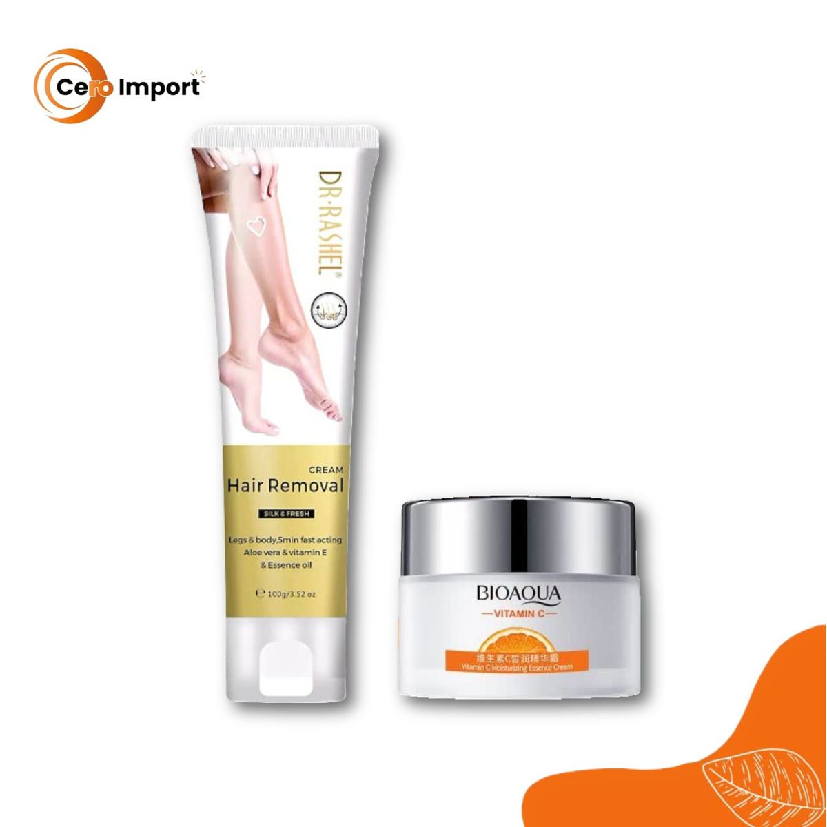 BIOAQUA - PACK CREMA DEPILADOR DR RASHEL y CREMA HIDRATANTE VITAMINA C - BIOAQUA