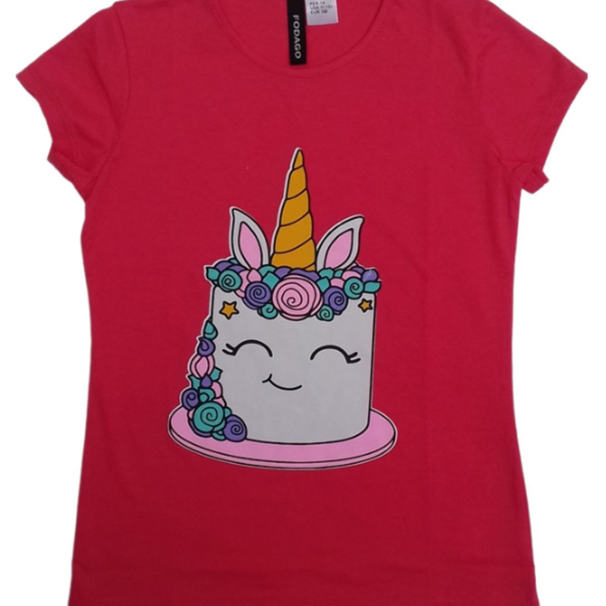 FODAGO - Polo niña manga corta Torta Unicornio - Rojo