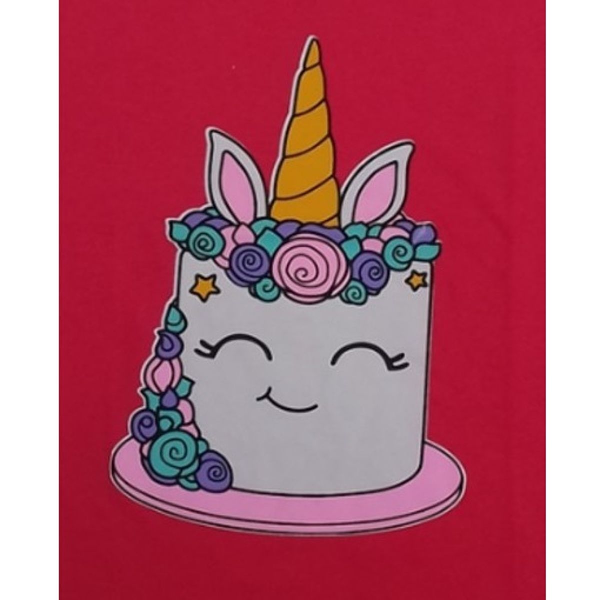 FODAGO - Polo niña manga corta Torta Unicornio - Rojo