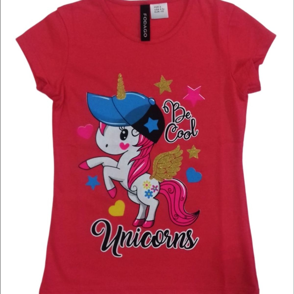FODAGO - Polo niña manga corta Unicornio 2 - Rojo.