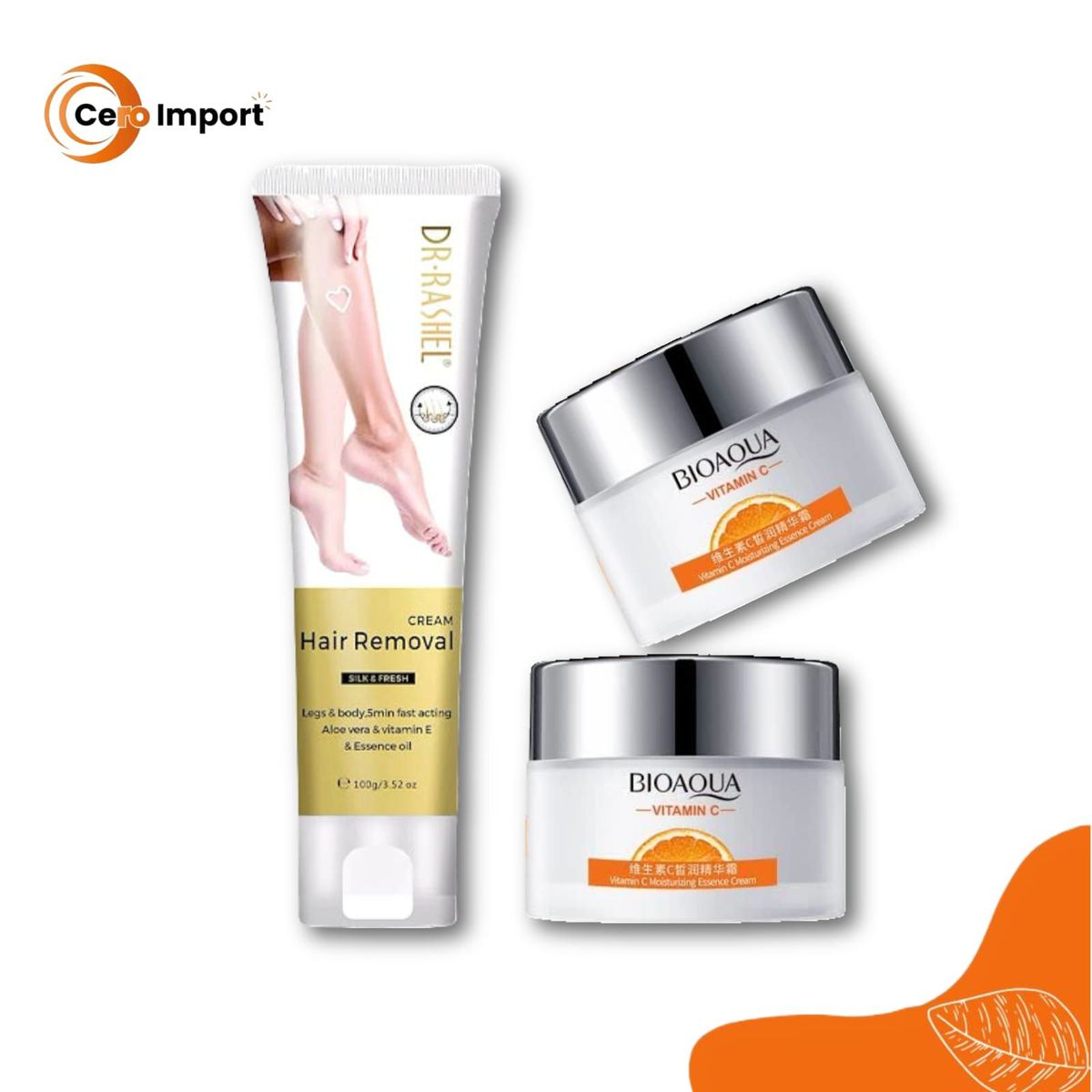 BIOAQUA - PACK DEPILADOR DR RASHEL y 2 CREMA HIDRATANTE VITAMINA C - BIOAQUA