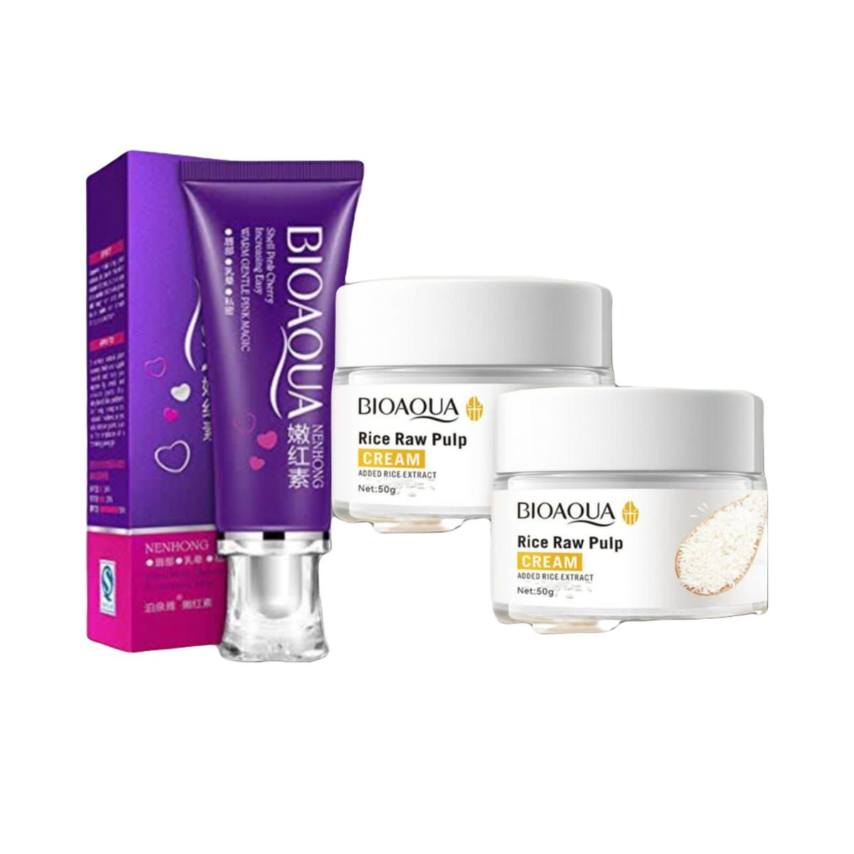 BIOAQUA - PACK 2 CREMA ACLARANTE DE ARROZ Y 1 CREMA DESPIGMENTANTE BIOAQUA