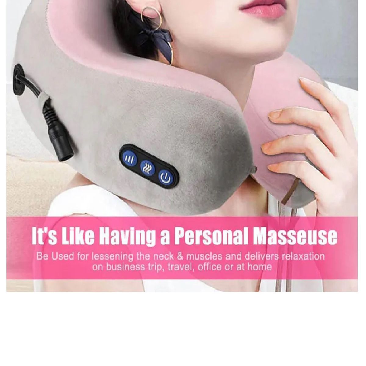 GENERICO - Almohada Masajeador Cuello Espalda Cuerpo para Avion  Auto Recargable