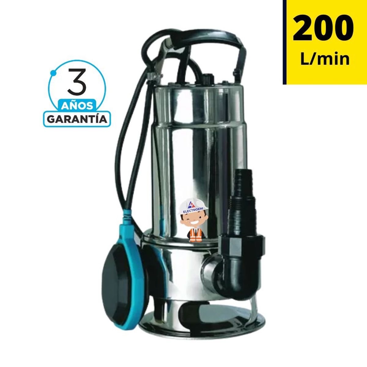 LEO - BOMBA  INOXIDABLE SUMERGIBLE PARA RIEGO Y DRENAJE 200 L/MIN 1HP