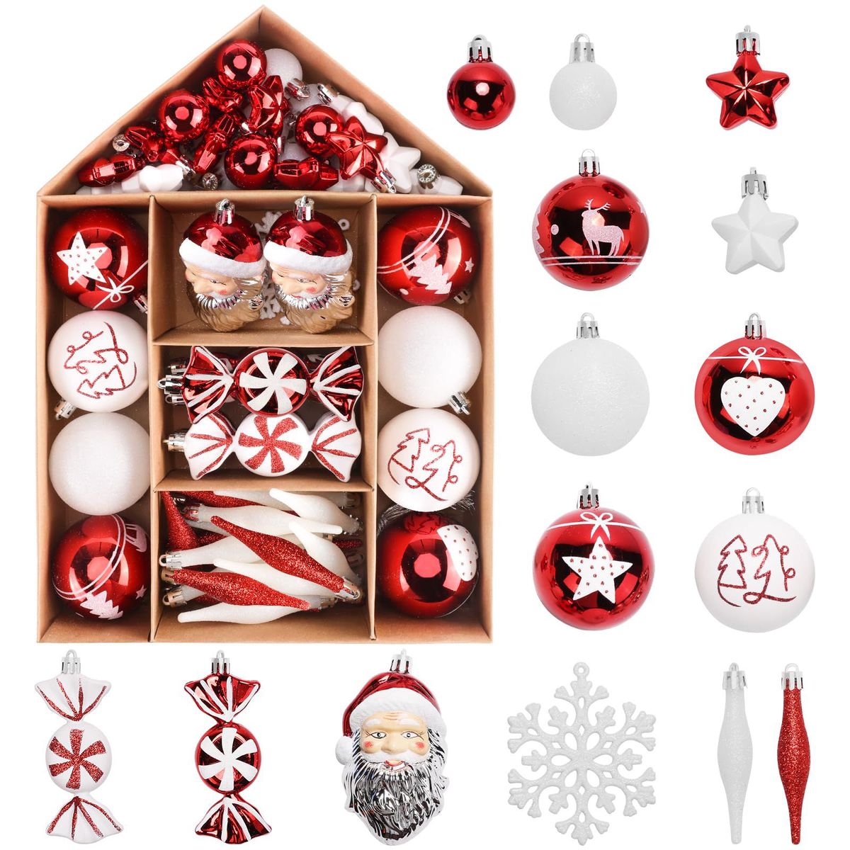 VATYERTY - 70 unidades de decoraciones navideñas para árbol rojo