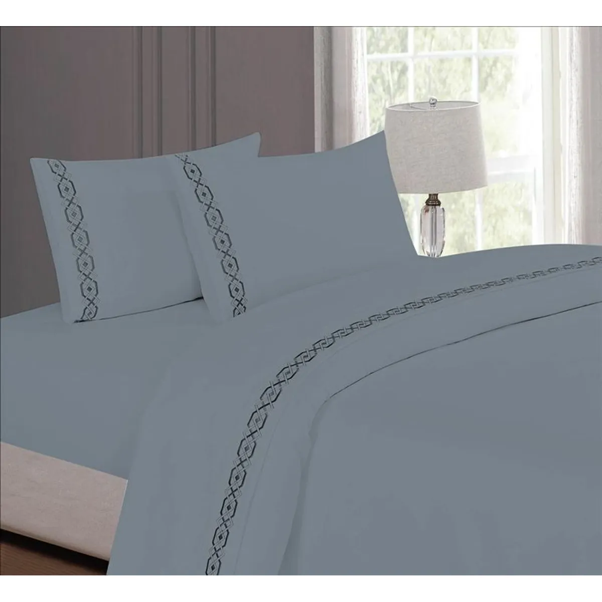 CASATEX - Juego de sabanas King 100% algodón con bordado